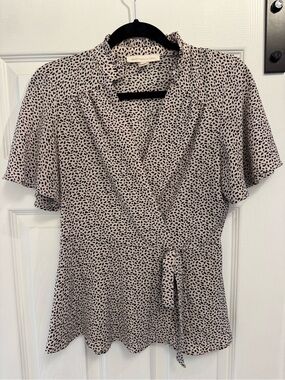 Monteau Blush Pink & Black Printed Wrap Top